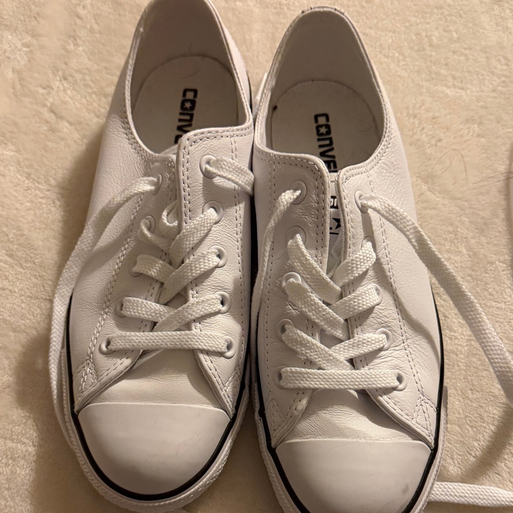 Converse White leather Lace-Up Sneakers